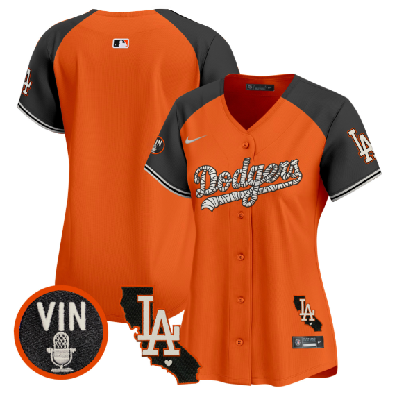 Women Los Angeles Dodgers blank 2025 orange Limited Stitched Jersey->women mlb jersey->Women Jersey